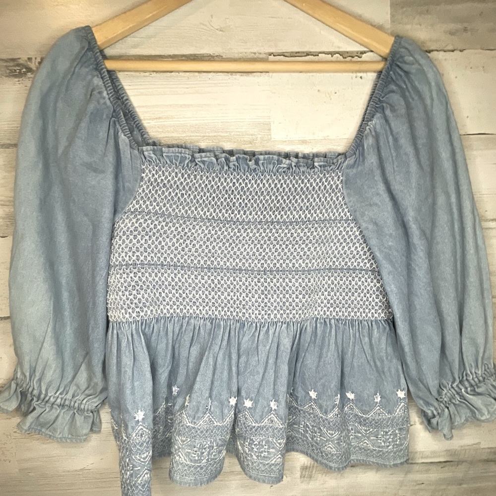 American Eagle Denim Colored Blouse